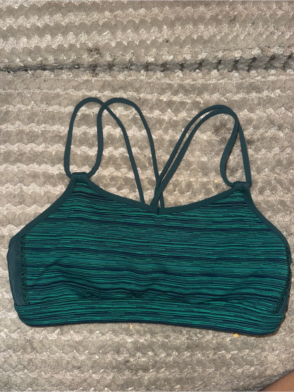 lululemon athletica Teal and Dark Green Striped Sports Bra